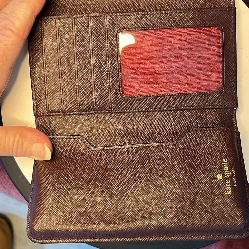 Kate Spade  Plum   Snappy   long wallet  EUC phone holder  card case  ID wallet